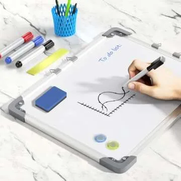 MaxGear Weekly Dry Erase Board for Wall, 16" x 12" Magnetic Calendar White Board, Hanging Double-Sid...