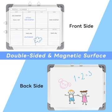 MaxGear Weekly Dry Erase Board for Wall, 16" x 12" Magnetic Calendar White Board, Hanging Double-Sided Whiteboard, Small Portable for Planning, Drawing, Memo, to Do List, School, Home, Office