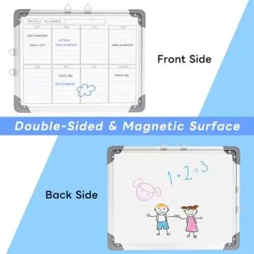 MaxGear Weekly Dry Erase Board for Wall, 16" x 12" Magnetic Calendar White Board, Hanging Double-Sided Whiteboard, Small Portable for Planning, Drawing, Memo, to Do List, School, Home, Office