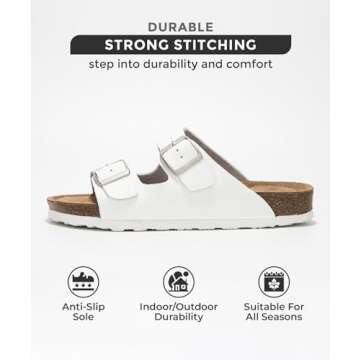 Project Cloud Genuine Leather Flat Sandals Beach Essentials Womens Sandals Memory Foam Vacation Esse...