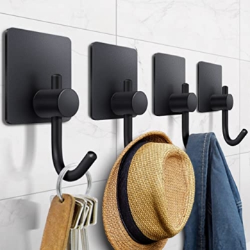 WNXSLOAD Adhesive Hooks Heavy Duty, Adhesive Wall Hooks for Hanging, Towel Hooks for Coat/Robe/Towel...