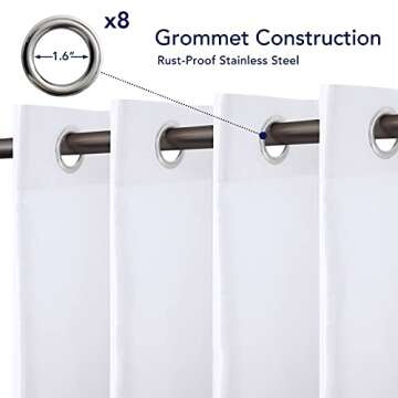 PureFit Outdoor Curtains for Patio Waterproof Weatherproof, UV and Fade Resistant Outside Curtains for Gazebo, Front Porch, Pergola, Sun Blocking Privacy Curtain, 52W x 84L inch, 1 Panel, White