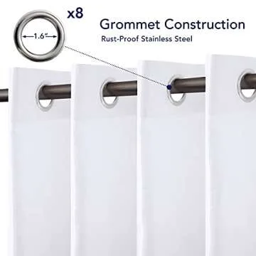 PureFit Outdoor Curtains for Patio Waterproof Weatherproof, UV and Fade Resistant Outside Curtains for Gazebo, Front Porch, Pergola, Sun Blocking Privacy Curtain, 52W x 84L inch, 1 Panel, White