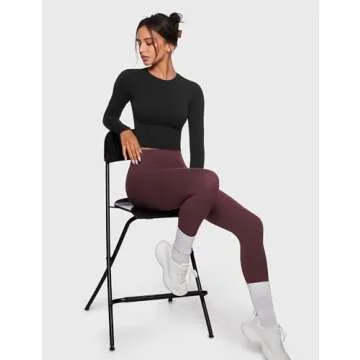 INGIA Womens Slim Fit Long Sleeve Crop Yoga Shirt