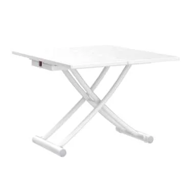 MYSELFLY Living Room Dinning Tables Folding Metal Lift Bracket Multifunction Transform Dinner Kitchen Coffee Tea End Table in Home Wood Desktop Design 40x35 White