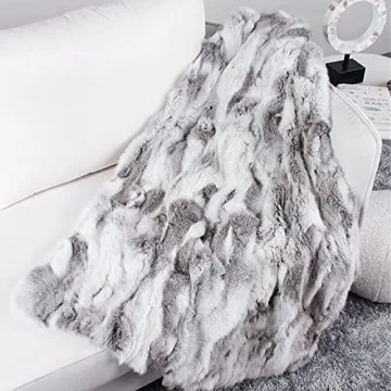 Cozy Real Rabbit Fur Throw Blanket - Soft and Stylish