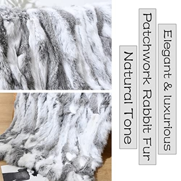 Cozy Real Rabbit Fur Throw Blanket - Soft and Stylish