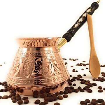 ACI Series (XX-Large) - Thickest Solid Hammered and Engraved Copper Turkish Greek Arabic Coffee Pot ...