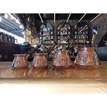 ACI Series (XX-Large) - Thickest Solid Hammered and Engraved Copper Turkish Greek Arabic Coffee Pot with Wooden Handle/Stovetop Coffee Maker,Jazzve,Cezve,Ibrik,Briki (29 fl oz)