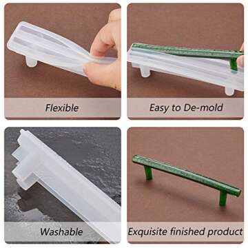 4 Sets (8 Pieces) Tray Handles Epoxy Resin Molds Fruit Tray Handle Mould for Making Jewelry Tray Dishes Cabinet Storage Home Decor Resin Crafts Art Supplies