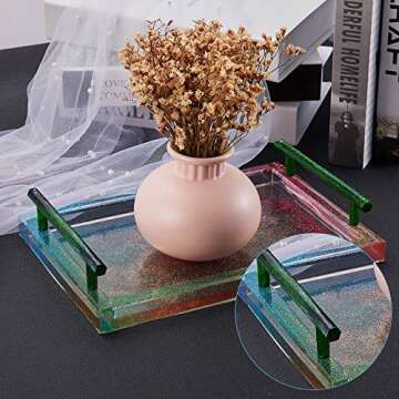 4 Sets (8 Pieces) Tray Handles Epoxy Resin Molds Fruit Tray Handle Mould for Making Jewelry Tray Dishes Cabinet Storage Home Decor Resin Crafts Art Supplies