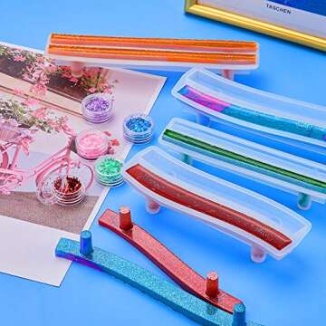 4 Sets (8 Pieces) Tray Handles Epoxy Resin Molds Fruit Tray Handle Mould for Making Jewelry Tray Dishes Cabinet Storage Home Decor Resin Crafts Art Supplies