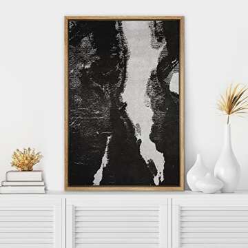 SIGNWIN Framed Canvas Wall Art Ink Blotch Abstract Brushstroke Illustrations Modern Art Minimalist C...