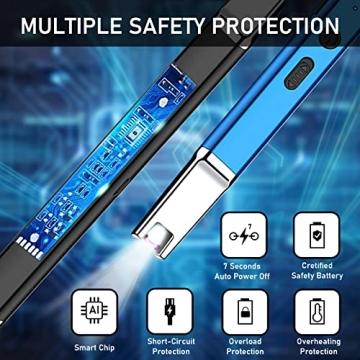 Aneagle Lighter Electric Candle Lighter 2 Packs Upgraded Rechargeable Candle Lighter with LED Flashlight Windproof Flameless and Hanging Hook LED Battery Display Arc Lighter for Candle Grill Camping