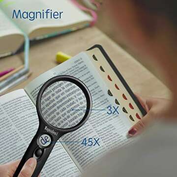 Wapodeai 3X 45X High Magnification, Suitable for Reading, Jewellery, Lnspection, Science (Black)