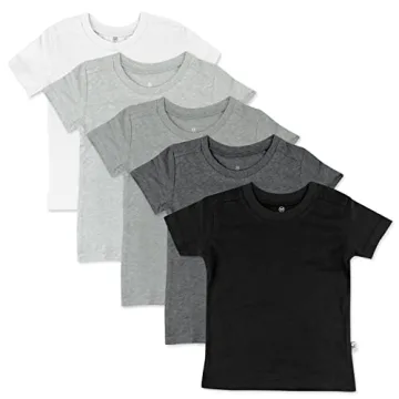 HonestBaby Organic Cotton Short Sleeve T-Shirt Multi-Packs - 5-Pack Gray Ombre for Preemies