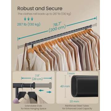 SONGMICS Portable Heavy-Duty Clothes Rack with Wheels