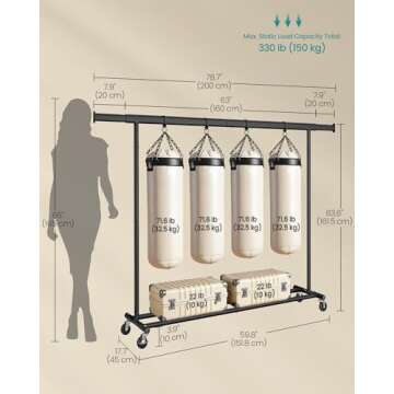SONGMICS Portable Heavy-Duty Clothes Rack with Wheels