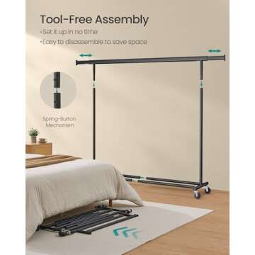 SONGMICS Portable Heavy-Duty Clothes Rack with Wheels