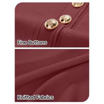 MEROKEETY Women's Knit Bodycon Sweater Dress Button Short Sleeve Crew Neck Elegant Formal Mini Dress, Wine, Medium