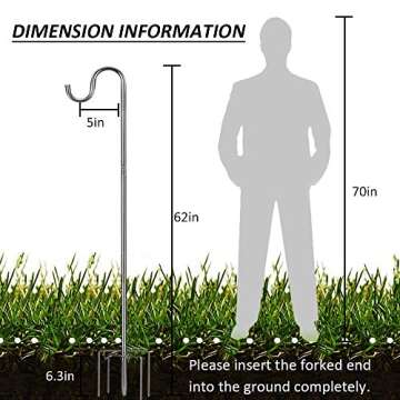 COCONUT Adjustable 62" Shepherds Hook for Outdoor Decor