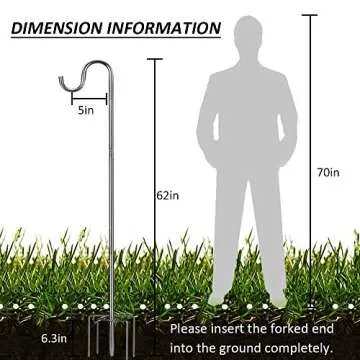 COCONUT Adjustable 62" Shepherds Hook for Outdoor Decor