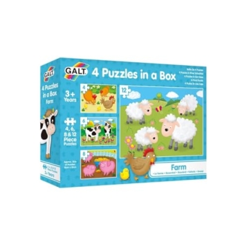 Galt Toys, 4 Puzzles in a Box - Farm Themed, Multi Sized/Piece Puzzles, Ages 3 Plus Years