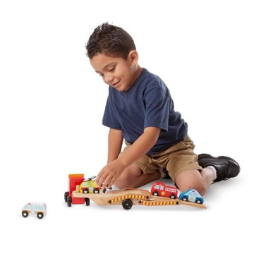 Melissa & Doug Wooden Emergency Vehicle Carrier Truck