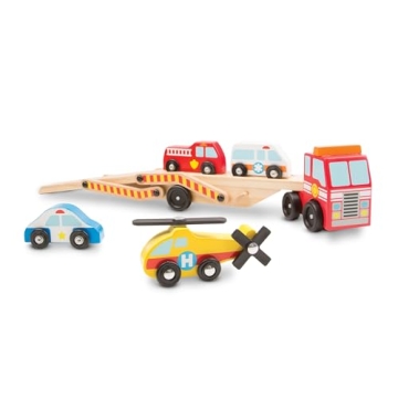Melissa & Doug Wooden Emergency Vehicle Carrier Truck