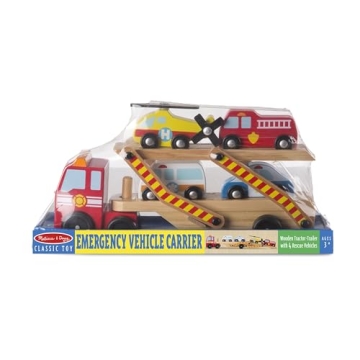 Melissa & Doug Wooden Emergency Vehicle Carrier Truck