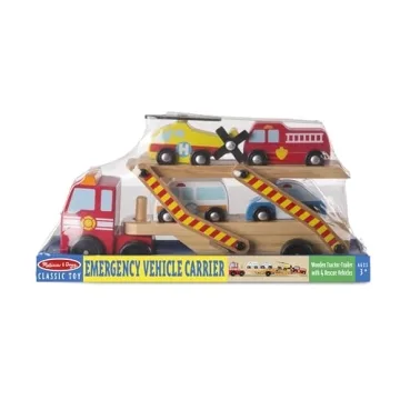 Melissa & Doug Wooden Emergency Vehicle Carrier Truck