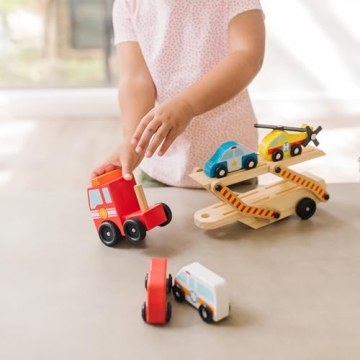 Melissa & Doug Wooden Emergency Vehicle Carrier Truck