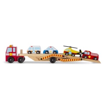 Melissa & Doug Wooden Emergency Vehicle Carrier Truck