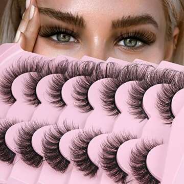 Russian Strip Lashes Cat Eye Lashes Extension Fox Eye Faux Mink Lash Natural Look 20MM Eyelashes Flu...