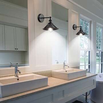 Licperron Black Wall Sconce, Industrial Vintage Wall Sconces Lighting Set of Two for Bedroom Kitchen Bathroom, 240 Degree Adjustable Rustic Antique Gooseneck Wall Lamp, Whole Lamp UL Approval