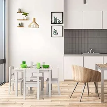 Humble Crew Kids Wooden Table and 4 Chairs Set, White - Kids Table and Chair Set for Toddlers and Children for Arts, Crafts, and Snack Time - Sturdy, Durable Toddler Activity Table