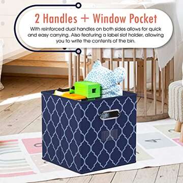 Foldable Storage Bins with Dual Handles - 6 Pack