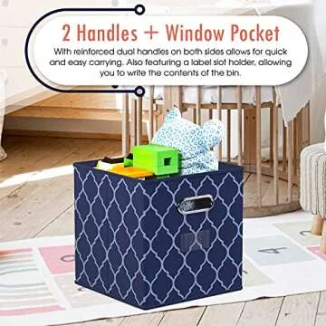 Foldable Storage Bins with Dual Handles - 6 Pack