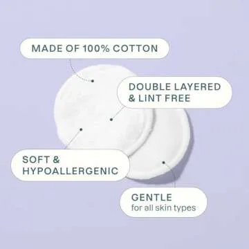 Cliganic Premium Cotton Rounds - Lint-Free Makeup Remover