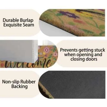 Spring Welcome Door-Mats Floral Coir Doormats - 30"x17"Non Slip Large Indoor Colorful Welcome Doormat for Entryway Outside Yard Home Decoration