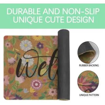 Spring Welcome Door-Mats Floral Coir Doormats - 30"x17"Non Slip Large Indoor Colorful Welcome Doormat for Entryway Outside Yard Home Decoration