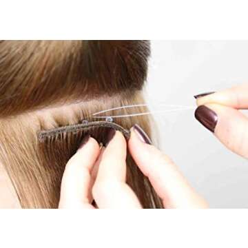 Professional Hair Extension & Beading Tool Kit Remove Plier Set for beads (4 Piece) I-Link Micro Ring Loop Needle Pulling Hook Threader Wire for Silicone Rings (Tea Pink)