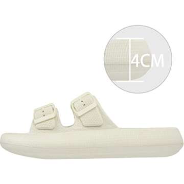 BenSorts Women pillow Slippers slides Double Buckle Adjustable EVA Flat Sandal Shower Shoes Soft Cus...