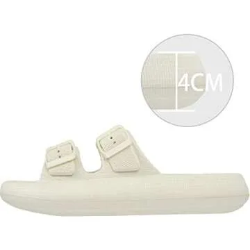 BenSorts Women pillow Slippers slides Double Buckle Adjustable EVA Flat Sandal Shower Shoes Soft Cus...