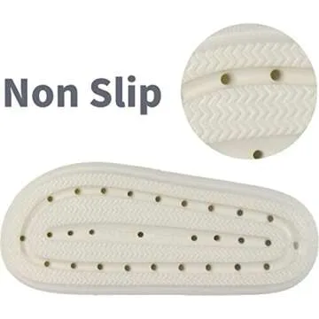 BenSorts Women pillow Slippers slides Double Buckle Adjustable EVA Flat Sandal Shower Shoes Soft Cushioned Thick Sole Slippers Beige Men Size 3.5 4.5 Women Size 5.5 6.5