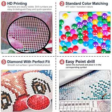 Bysincy Diamond Painting Kits for Adults, DIY 5D Round Full Drill Art Perfect for Relaxation and Home Wall Decor Holidays