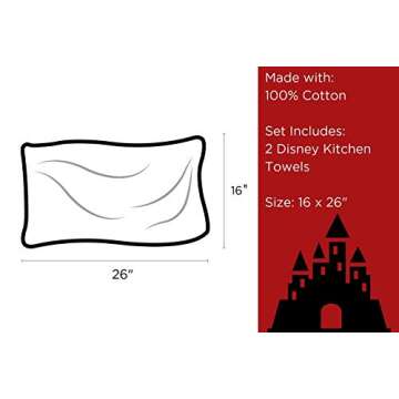 Disney 100% Cotton Kitchen Towels, 2pk, Perfect for Drying Dishes & Hands, Absorbent, Light Weight, and Adorable- Machine Washable- 16” x 26” - Minnie Grey