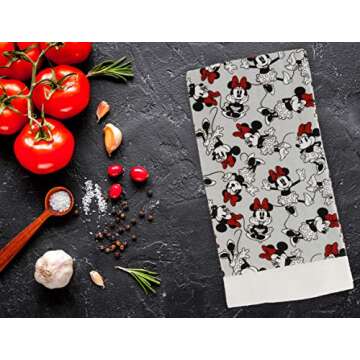 Disney 100% Cotton Kitchen Towels, 2pk, Perfect for Drying Dishes & Hands, Absorbent, Light Weight, and Adorable- Machine Washable- 16” x 26” - Minnie Grey