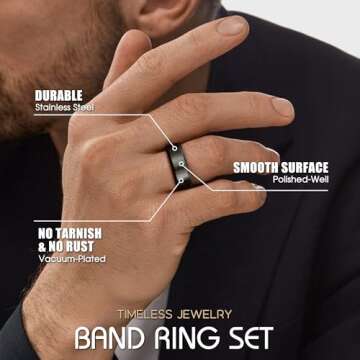 Durable Jstyle Stainless Steel Wedding Ring Set for Men