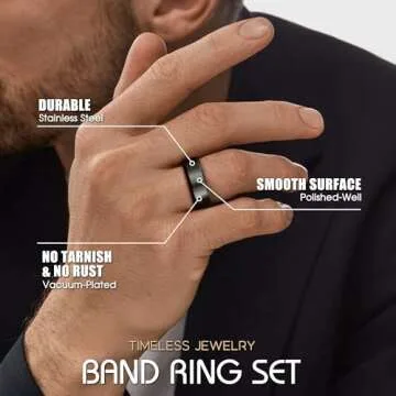 Durable Jstyle Stainless Steel Wedding Ring Set for Men